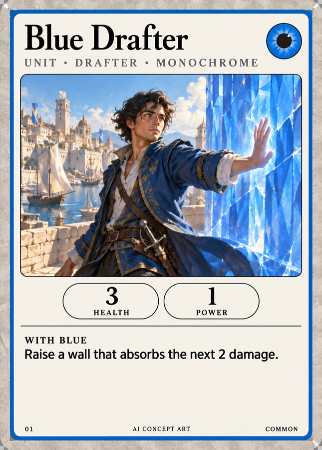 Blue Drafter card, Unit · Drafter · Monochrome