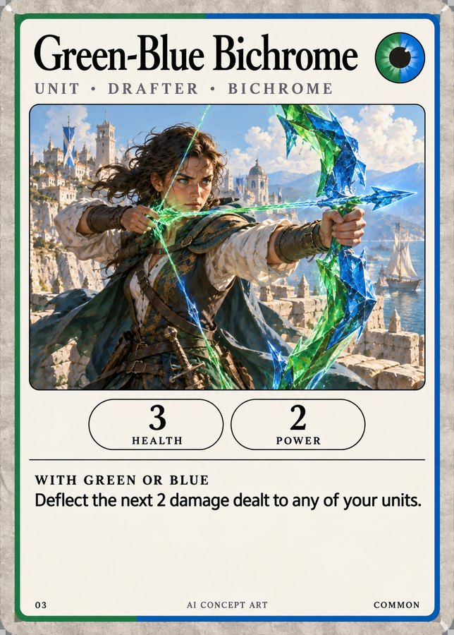 Green-Blue Bichrome card, Unit · Drafter · Bichrome