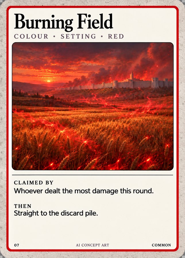 Burning Field card, Colour · Setting · Red